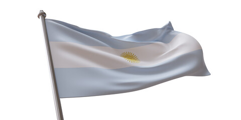 Argentina flag waving isolated on white transparent background, PNG. 