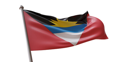 Antigua flag waving isolated on white transparent background, PNG. 