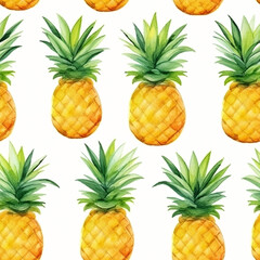 Watercolor Pineapple Seamless Pattern Vibrant Fruit Wallpaper