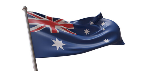 Australia flag waving isolated on white transparent background, PNG. 