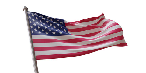 US America flag isolated white transparent background. Memorial Day, July 4th, National Holiday. PNG