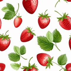 Watercolor Strawberry Seamless Pattern Vibrant Fruit