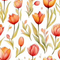 Obraz premium Seamless flowers illustration, created by AI.