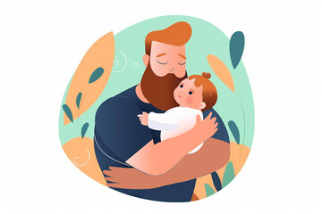 Father's day. Happy family daughter hugging dad and laughs on holiday