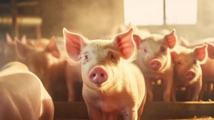 Fotobehang Pigs in pig farm. generative ai © Krisana