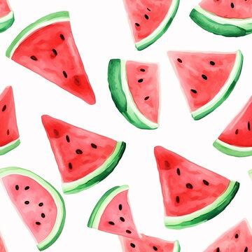 Watercolor Watermelon Seamless Pattern Vibrant Wallpaper