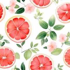 Watercolor Grapefruit Seamless Pattern Wallpaper Background