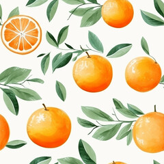 Watercolor Orange Seamless Pattern Vibrant Banner Wallpaper