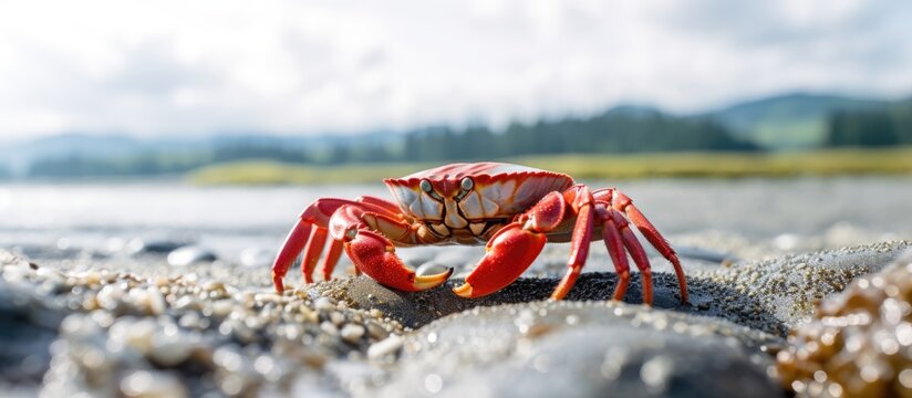 Choosing to emphasize a particular subject a crab located on a beach in White Rock BC is brought into sharp focus This focus is achieved by having a shallow depth of field in the background