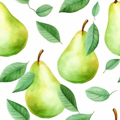 Watercolor Pear Seamless Pattern Beautiful Wallpaper