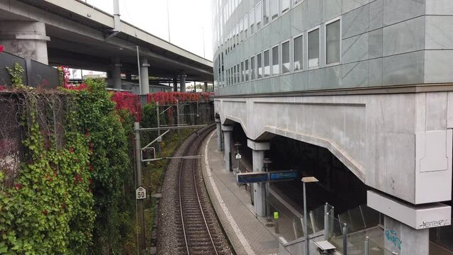 A Train Realway Station reel in Bern Switzerland during Autumn Establishing Shot