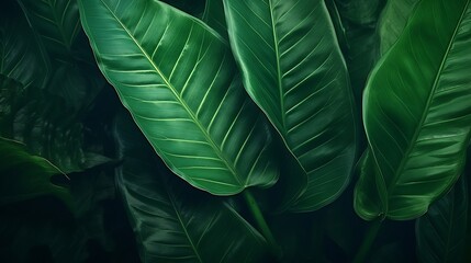 abstract green leaf texture, nature background, tropical leaf : Generative AI
