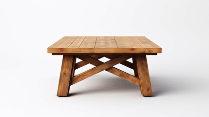 Wooden table on the white background
