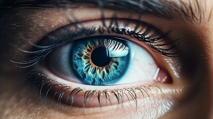 Fototapeta premium close up of Blue eye of men : Generative AI