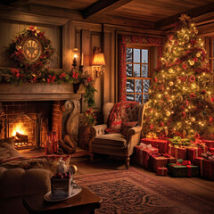 Fototapeta na wymiar Christmas Tree Whimsical Wonderland 