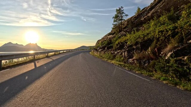 Driving At Sunset In Norway In Hyperlapse