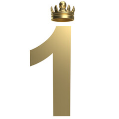 The on e and gold crown for Business concept 3d rendering