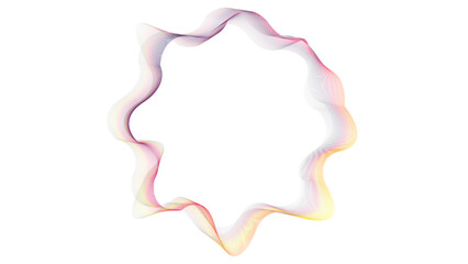 Colorful abstract circle wavy lines flowing on a white background for technology, music, science and the digital world