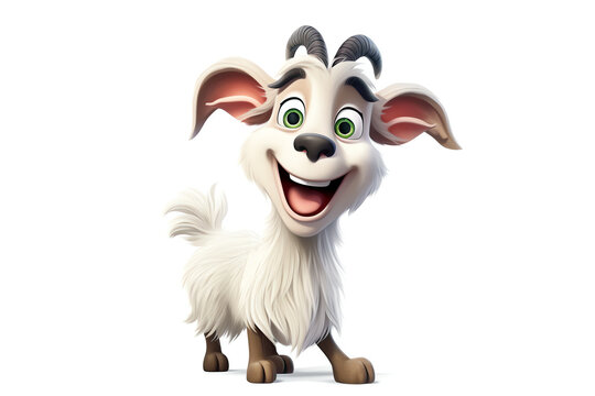 funny goat on white, AI generated