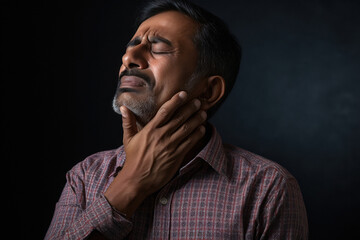 Indian man suffering from neck pain