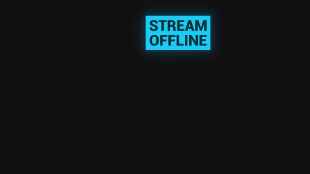 Stream offline text DVD screesaver with glitch effect. Glitch inscription STREAM OFFLINE. Web banner for streamers. Video Game industry. Gaming concept. Videogames, virtual cyberspace reality.