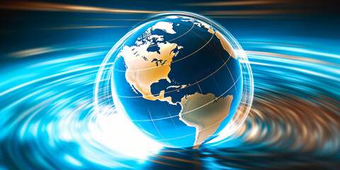 Spinning globe with speed and motion blur effects.