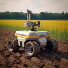 Obraz premium electric Agricultural machine working at the fields