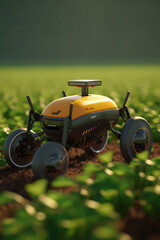 electric Agricultural machine working at the fields