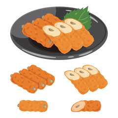 皿に盛られたごぼう巻き