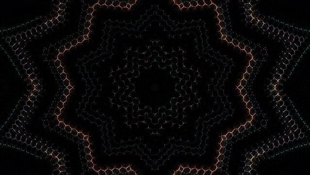 Abstract background moving stripes and flashing with shining light dots. Animation with circles	