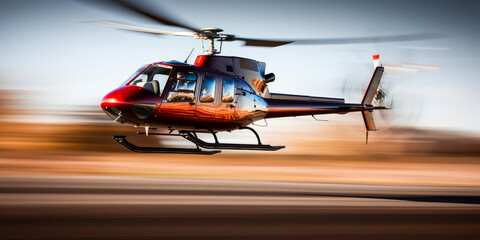 Helicopter blades in fast rotation with motion blur effect.