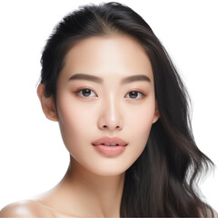 Fototapeta premium Japanese model with a bright face and perfect skin, beauty asian woman isolated on transparent background
