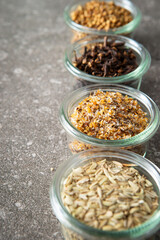 Various dried spices, dried food ingredients	