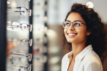 young indian woman at optical store