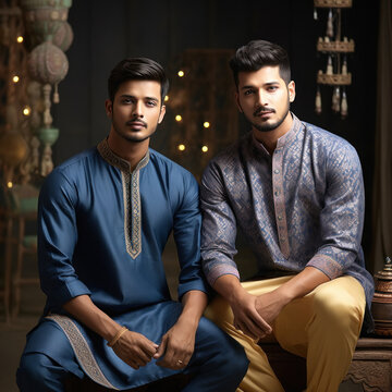 young indian men wearing traditional dress