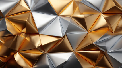 Low Poly Triangle Mosaic in Metallic Gold