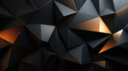 Obraz premium Low Poly Triangle Mosaic Background: Timeless Black