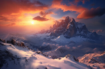 a beautiful image of the snow covered mountains in the dolomites