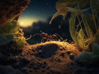 A little Ant in portrait at night