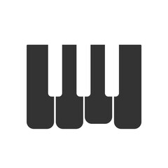 Piano logo icon simple pictogram graphic vector, keyboard musical instrument glyph black white silhouette for school learning app image clipart