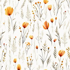 Naklejka premium Seamless flowers illustration, created by AI.