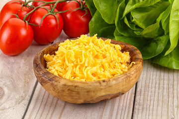 Shredded cheese in the bowl
