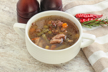 Soup with lentil and chicken
