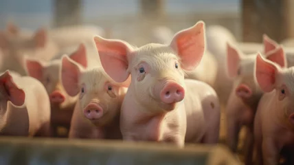 Fotobehang Pigs in pig farm.generative ai © Suralai