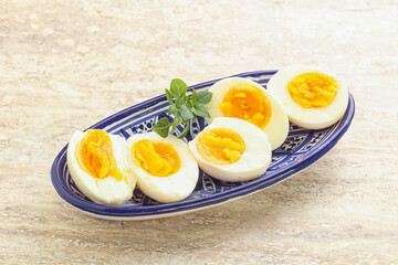 Boiled chicken egg for breakfast