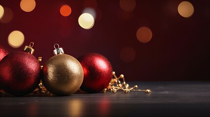 Beautiful Christmas balls banner with copy space for holiday greetings and festive decorations