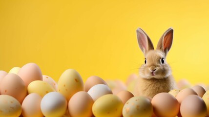 Fototapeta na wymiar Easter bunny, Easter eggs, spring