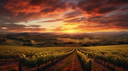 Fototapeta premium A Beautiful Sunset over a Barossa Vineyard