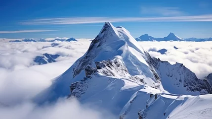 Photo sur Plexiglas Fitz Roy majestic snowy mountain peak towering above the clouds Generative AI