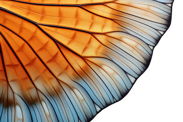 Close-up Butterfly Wing on transparent background.